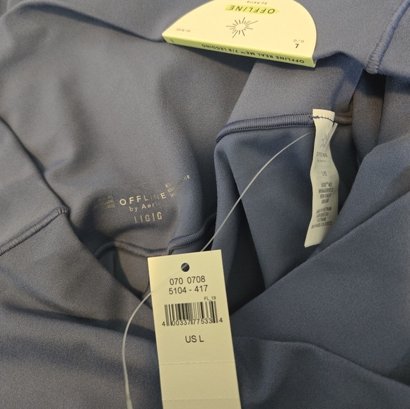 NWT Offline Aerie Real Me Crossover Waist Blue 7/8 Leggings Size Large - Picture 3 of 5